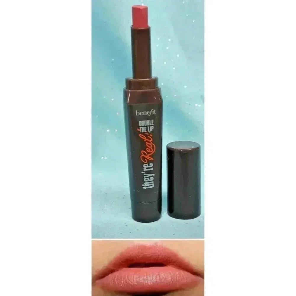 Benefit THEY’RE REAL DOUBLE THE LIP Lipstick & Liner NUDE SCANDAL Pink Nude MINI